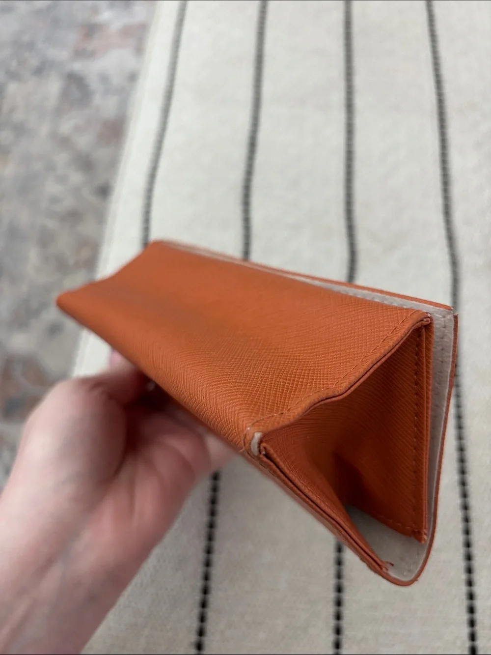 Tory Burch Orange Saffiano Sunglasses Case with Gold Logo